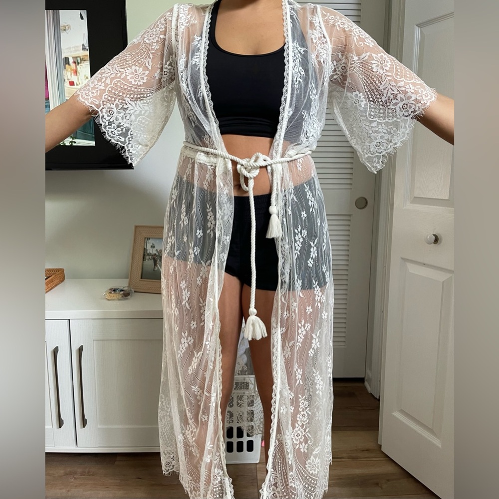 Anthropologie long lace robe
